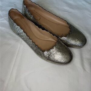 Chloe Silver Scalloped Women's Flats